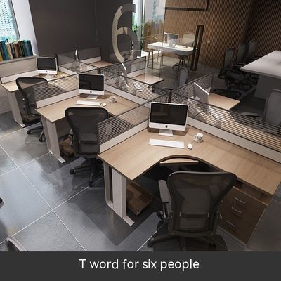Plantilla modular de computadora de oficina Cubicle Estación de trabajo para 2 4 6 Personas Diseño de escritorio