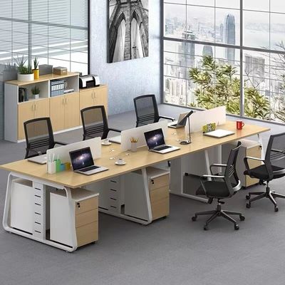 Modern Simple 4-6 Personas Escritorio de combinación de posiciones de personal para oficinas corporativas Personalizable