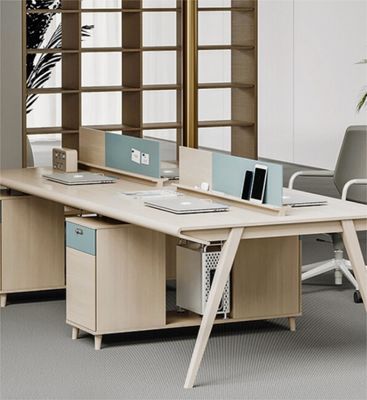 Muebles de oficina modernos de madera Escritorio de personal con diseño en forma de L y paquete de correo en forma de Y