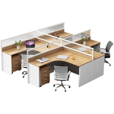Cuatro bits artificiales combinación de escritorio y silla para negocios multifuncionales