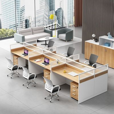 Cuatro bits artificiales combinación de escritorio y silla para negocios multifuncionales