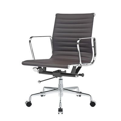 Silla de oficina ejecutiva ajustable en altura con ruedas giratorias y cuero sintético PU
