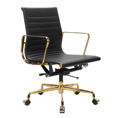 Silla de oficina ejecutiva ajustable en altura con ruedas giratorias y cuero sintético PU