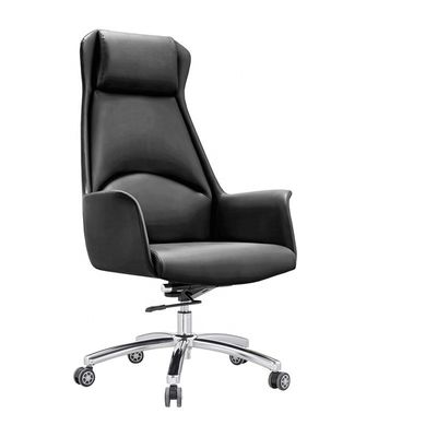 Silla giratoria de cuero ajustable de altura para negociación administrativa de oficina y jefe