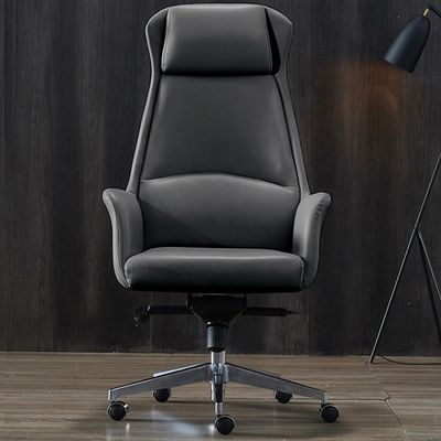 Silla giratoria de cuero ajustable de altura para negociación administrativa de oficina y jefe