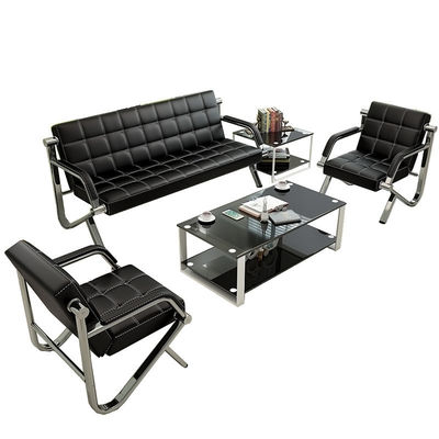 Muebles de sala de espera comercial con sofá de cuero moderno y mesa de café