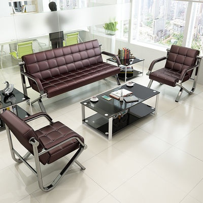 Muebles de sala de espera comercial con sofá de cuero moderno y mesa de café
