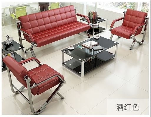 Muebles de sala de espera comercial con sofá de cuero moderno y mesa de café
