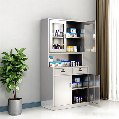 90*40*180cm especificaciones gabinete de medicina de acero inoxidable para hospital y clínica