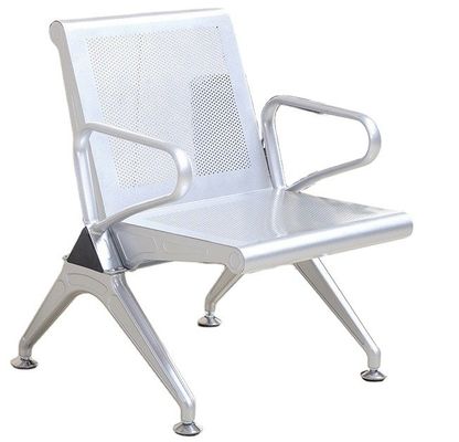 Sofá de silla de metal moderno de acero inoxidable de cuero para el área de espera pública