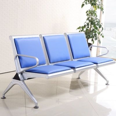 Sofá de silla de metal moderno de acero inoxidable de cuero para el área de espera pública