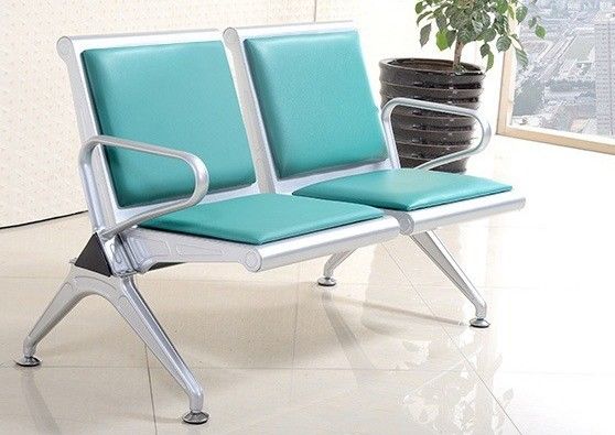 Sofá de silla de metal moderno de acero inoxidable de cuero para el área de espera pública