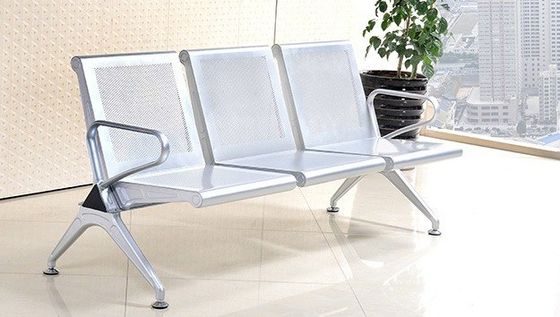 Sofá de silla de metal moderno de acero inoxidable de cuero para el área de espera pública