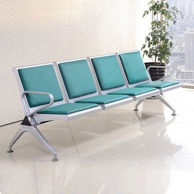 Sofá de silla de metal moderno de acero inoxidable de cuero para el área de espera pública
