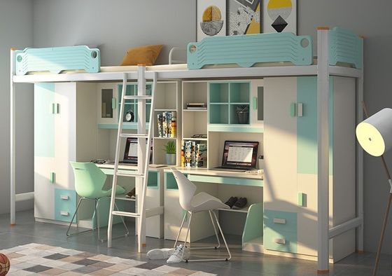 Cama de cama de acero con escaleras de escritorio proporcionada por el cliente y muebles de dormitorio modernos