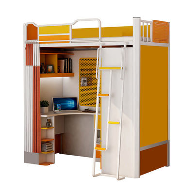 Muebles de hotel de metal Estudiante doble y soltero cama de dormitorio de hierro con armario y escritorio
