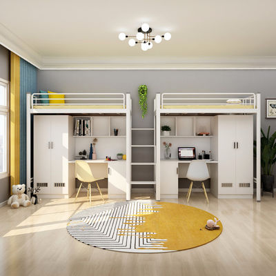 Embalaje de correos Y Escuela moderna Dormitorio Muebles de dormitorio Conjunto Loft Cama de metal con escritorio