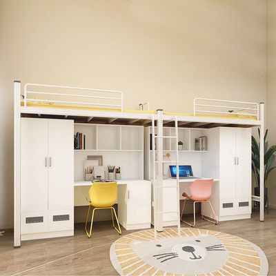 Embalaje de correos Y Escuela moderna Dormitorio Muebles de dormitorio Conjunto Loft Cama de metal con escritorio