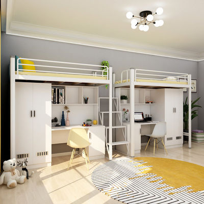 Embalaje de correos Y Escuela moderna Dormitorio Muebles de dormitorio Conjunto Loft Cama de metal con escritorio