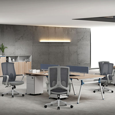 Silla de oficina de trabajo ejecutivo de reposabrazos fijos con diseño ergonómico de acero inoxidable y malla
