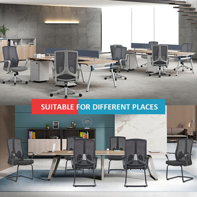 Silla de oficina de trabajo ejecutivo de reposabrazos fijos con diseño ergonómico de acero inoxidable y malla
