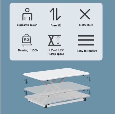 Mesa de elevación de acero inoxidable de pie plegable de altura ajustable Escritorio de computadoras