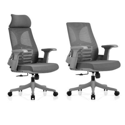 Silla de oficina de malla giratoria con reposabrazos de madera maciza