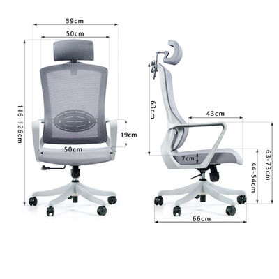 Silla de oficina reclinada de aluminio ergonómica personalizada con reposapiés para estilo contemporáneo
