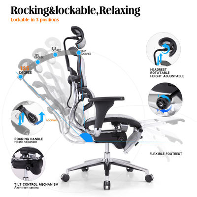 Silla de oficina de juegos de carreras con función ajustable y soporte lumbar