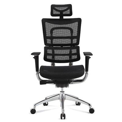 Silla ergonómica giratoria de base de aluminio ajustable con respaldo alto para muebles de oficina ejecutivos