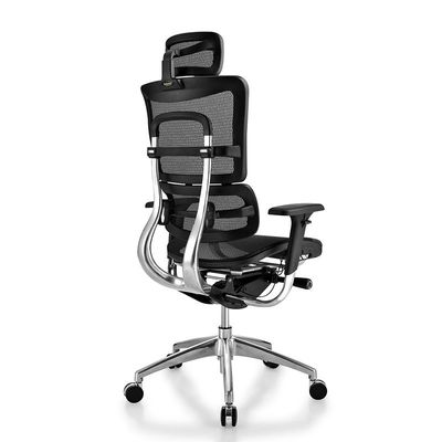 Silla ergonómica giratoria de base de aluminio ajustable con respaldo alto para muebles de oficina ejecutivos