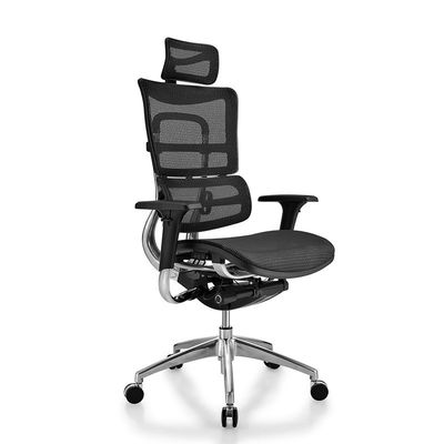Silla ergonómica giratoria de base de aluminio ajustable con respaldo alto para muebles de oficina ejecutivos
