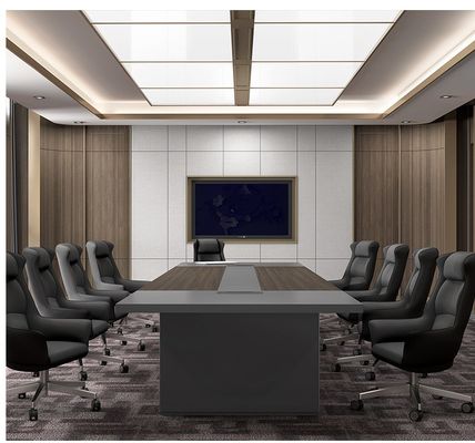 OEM ODM SÍ Mesa de reuniones de madera moderna negra para muebles de oficina y negociaciones