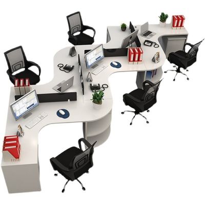 Estación de trabajo de personal moderna en forma de L con marco de aluminio y panel/tejido/acero