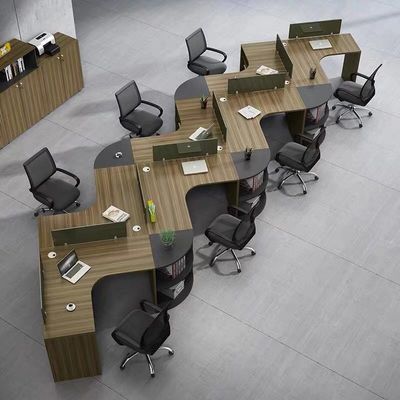 Estación de trabajo de personal moderna en forma de L con marco de aluminio y panel/tejido/acero