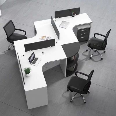 Estación de trabajo de personal moderna en forma de L con marco de aluminio y panel/tejido/acero