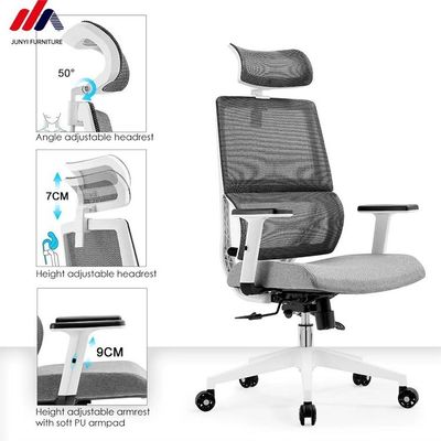 Silla de oficina de malla y tela gris con base de aluminio La solución de asiento ergonómico definitiva