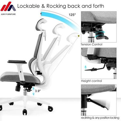 Silla de oficina de malla y tela gris con base de aluminio La solución de asiento ergonómico definitiva