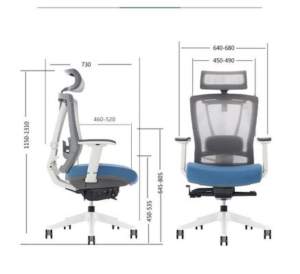 Modernas sillas giratorias de oficina ejecutivas azules y negras para estación de trabajo ergonómica