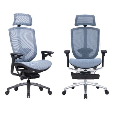 Silla de oficina ergonómica de espalda de malla con marco de aluminio y asiento cómodo