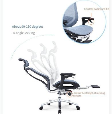 Silla de oficina ergonómica de espalda de malla con marco de aluminio y asiento cómodo
