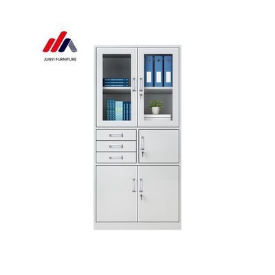 Armoires de oficina fáciles de ensamblar con cerraduras y puertas de vidrio Construcción de metal pesado