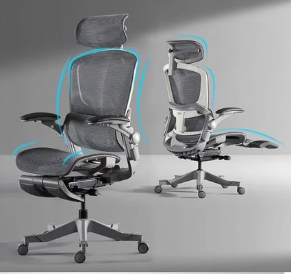 Silla de oficina giratoria de jefe personalizada con reposapiés ajustable y reposabrazos de metal de aluminio